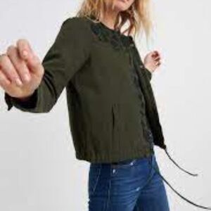 Lucky Brand Embroidered Green Black Utility Jacket Size S/P